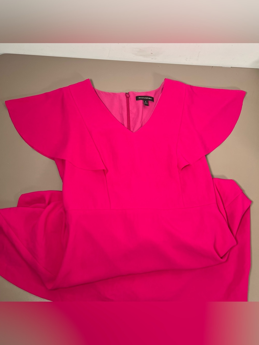 Banana republic Pink Dress Flutter Sleeve Women’s Size 8 - Picture 9 of 10